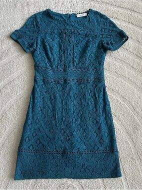 Oasis Teal Lace Short Sleeve Mini Dress